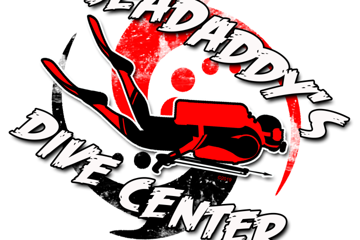 Logo of Seadaddy's Dive Center with a red and black scuba diver graphic.