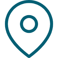 Blue location pin icon on a white background.